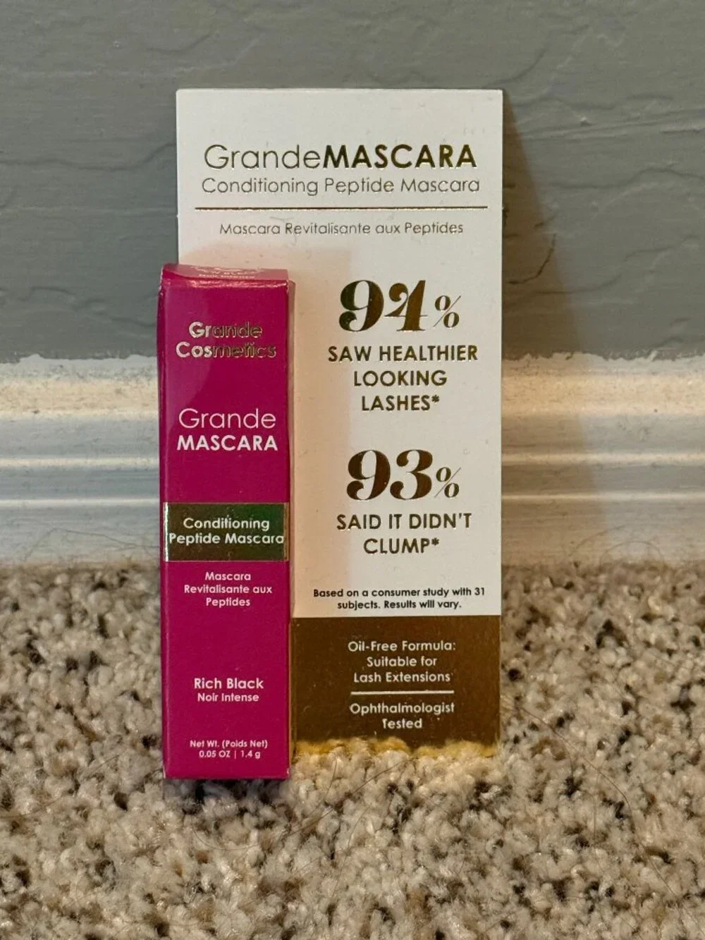 NIB Grande Cosmetics | Mini Conditioning Peptide Mascara | Noir Intense